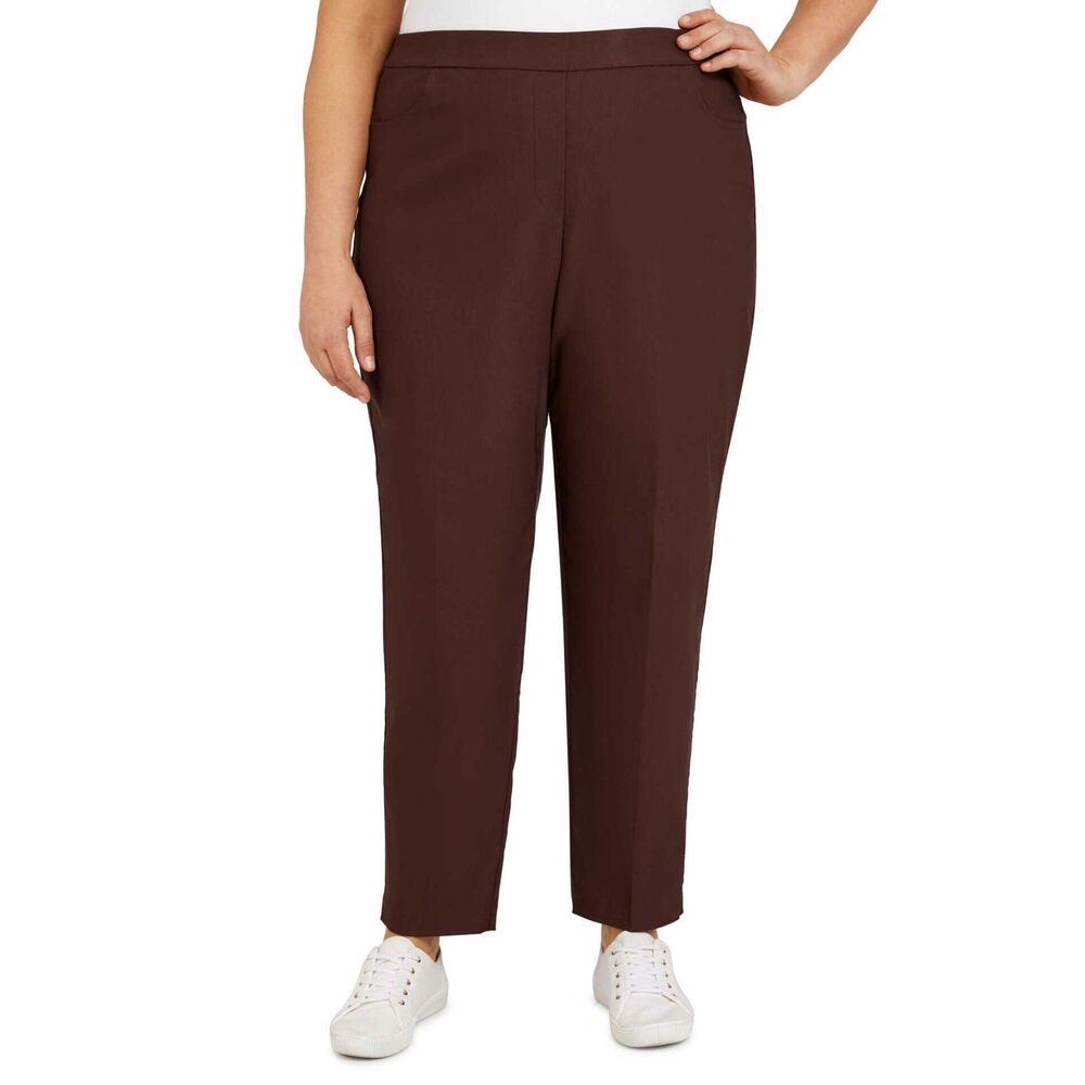 Alfred Dunner Womens Size 14P Allure Proportioned Short Chocolate Brown Pants
